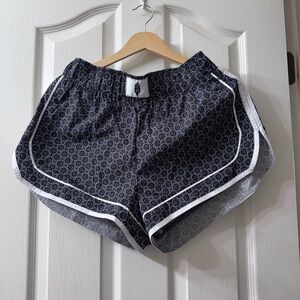 FP Movement by Free People Navy Floral-Print Athletic Shorts with White Trim